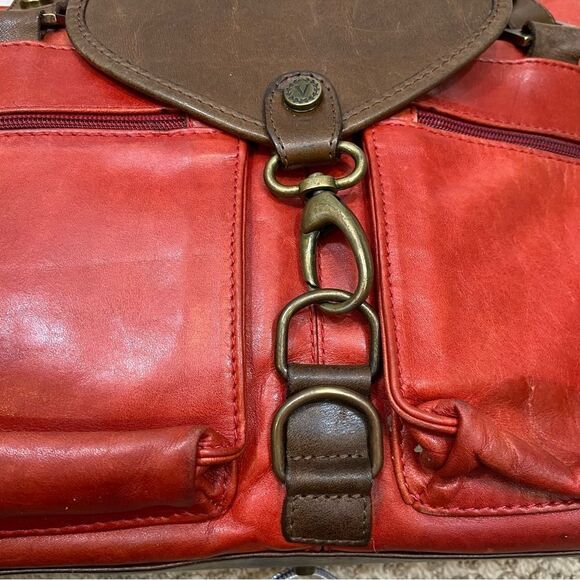 Valentina Brand Red And Brown Leather‎ Shoulder Bag - Picture 5 of 15